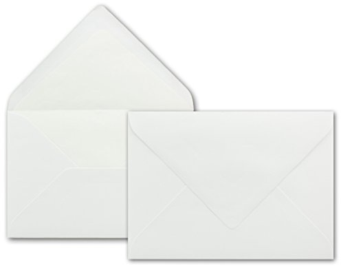 25 x Briefumschläge in weiss mit weißem Seidenfutter, DIN B6 12,5 x 17,6 cm, Nassklebung ohne Fenster - Ideal für Hochzeits-Einladungen Grußkarten Weihnachtskarten