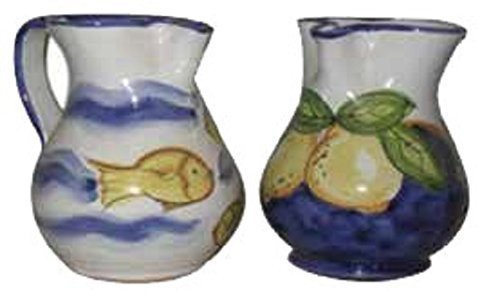 BROCCA in Ceramica VIETRESE Realizzata E Dipinta A Mano. Altezza CM. 25 (capienza 1 litro e Mezzo) ARREDO TAVOLA