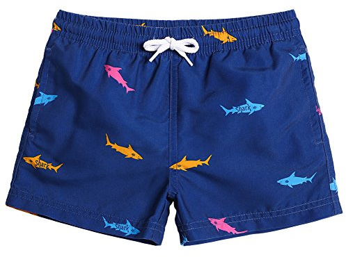 maamgic pantalocini da Bagno per bambimi Ragazzi Asciugatura Rapida Costume da Mare Spiaggia Piscina Slip Interno, Pesce di Colori, 7 Anni