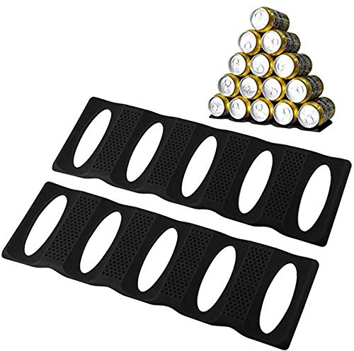 Webake Fridge Organizer Can Organizer for Pantry Organization and Storage, 2 Pack Silicone Beer Bottle Rack for Kitchen Refrigerator Cabinet Countertop, Stackable Soda Can Holder Space Saver (Black)