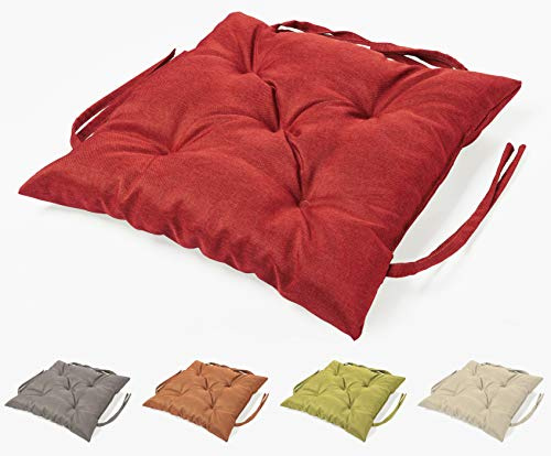 sunnypillow Stuhlkissen Outdoor, Indoor - 40 x 40 x 12 cm - Auflage für Stühle, Bänke in Haus und Garten - Sitzkissen für Paletten - Stuhlauflage, Gartenkissen für Gartenmöbel - Kissen Rot