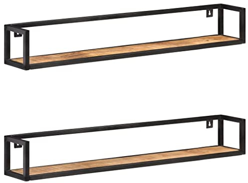 vidaXL Wandregale 2 STK. 120 cm Raues Mangoholz