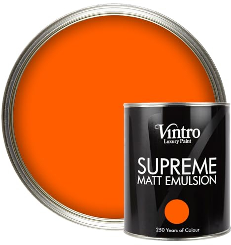 Vintro | Luxury Matt Emulsion | Smooth Chalky Finish | Multi Surface Paint | for Walls, Ceilings, Wood and Metal | (Pumpkin - Orange, 1 Litre)