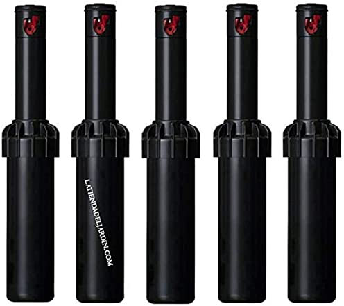 Suinga Pack 5 Aspersor de riego Hunter PGJ-04 1/2'' | Alcance 4,3-11,6 m | Angulo Ajustable | Aspersor de turbina emergente para Jardin, Negro