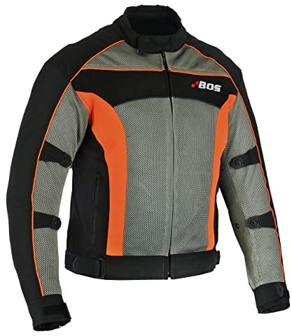 BOSmoto Motorrad Sommer Jacke herren mit protektoren, Airmesh motorradjacke (XXXL, Orange)