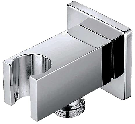 Kibath 434392 Support Mural pour pommeau de Douche avec Prise d'eau. Forme carrée avec Finition en Chrome Brillant. Fabriqué en Laiton