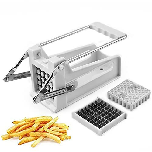Shovel Taglia Patate Fritte A Bastoncino Taglierina per Patatine Fritte con 2 Inserti di Taglia Taglierina per Patate in Acciaio Inossidabile per Patate Fritte Tagliaverdure