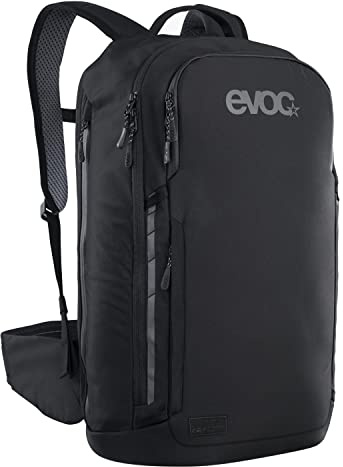 EVOC COMMUTE PRO 22 Rucksack, Schwarz, S/M | Rucksack, Fahrradrucksack, inkl. Rückenprotektor, recyceltes Polyester, Gewicht: 1, 2 kg, Maße: 15 x 29 x 48 cm