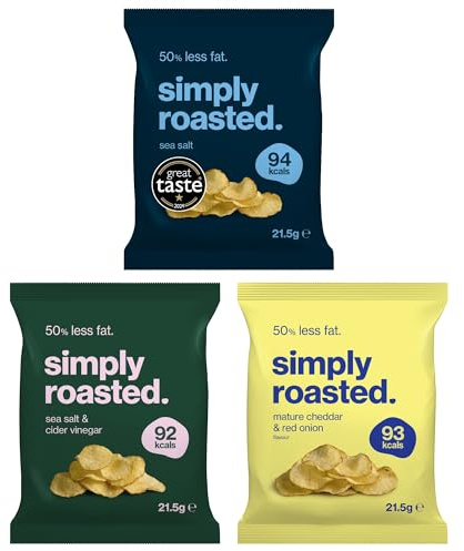 Simply Roasted - Classic Mixed | 24 x 21.5g Impulse Bags | Crowd Favourites | Vegan | 50% Less Fat | Under 99 Calories Per Serve | Triple Cooked for the Ultimate Crunch | Gluten & Allergen-Free
