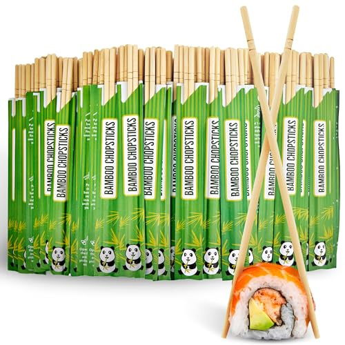 Stock Your Home Disposable Bamboo Chopsticks (50 Count), Bulk Separated Chopsticks for Sushi, Chinese, Japanese and Asian Food, Smooth Wooden Chop Sticks