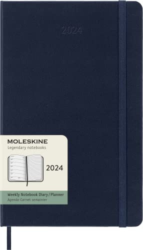 Moleskine 2024 veckoplanerare, 12 m, stor, safirblå, hårt omslag (5 x 8,25)