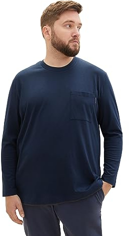 TOM TAILOR Herren 1039954 Klassisches Langarmshirt mit Brusttasche, 10668-sky Captain Blue, 4XL