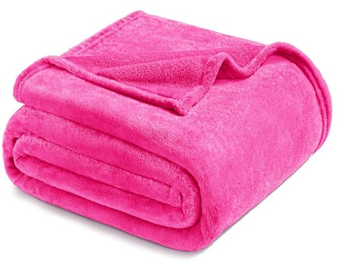 Exclusivo Mezcla Queen size flanell fleece sammet plysch sängfilt som överkast, överkast, sängöverdrag (228 x 228 cm, fuchsia) mjuk, lätt, varm och mysig