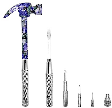 6-in-1 Floral Hammer Kit, Multifunctional Set with Cross & Flat Screwdriver, Portable Mini Gift