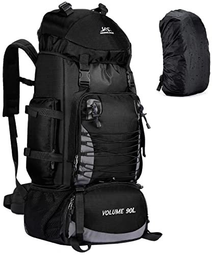 Unineovo 90L Hiking Backpack, Waterproof Camping Bag with Rain Cover, Lightweight Backpacking Back Pack - No Frame