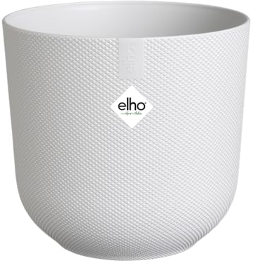 Elho Jazz Round 26cm - Grande vaso per piante da interno - Struttura unica - 100% plastica riciclata - Bianco/Silky White