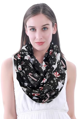 Lina & Lily Damen Loop Schal mit Weihnachts-Muster