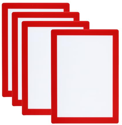 PATIKIL 4 Stück 6x8 Magnetischer Bilderrahmen A5 Magnetischer Rahmen Rot | Magnetische Fotorahmen, Selbstklebend, Wiederverwendbar, für Kühlschrank Fenster Wand