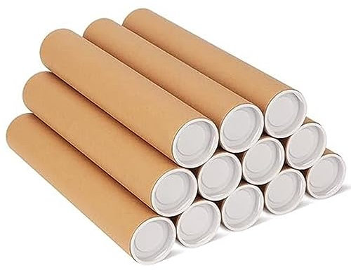 arlote 12Er-Pack VersandröHren mit Kappen zum Verpacken Von Postern, 2X12-VersandröHren Aus Pappe, PosterröHren zum Versenden