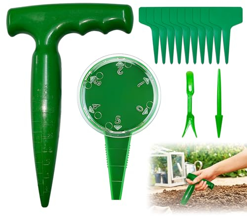 SANLIUSANJIU Sämaschine – Pflanzhilfe, Pflanzlocher, Pikierstab, mit Messskala Pflanzhilfe für Blumenzwiebeln, für Saatgut Sämlinge die Gartenbepflanzung Vermehrung