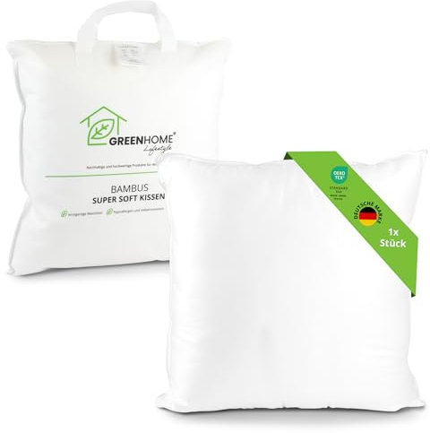 Greenhome Lifestyle Kopfkissen 45x45 – Zierkissen für Sofa & Couch aus Bambus Baumwolle – Oeko-TEX Deko Kissen – weiches Kissen waschbar – nachhaltig verpackt – Allergiker geeignet