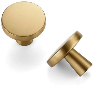 JOY DECOR 1 Pack Kitchen Cabinet Knob Solid Drawer Knob Dresser Knob 1-1/4 Inch Drawer Pulls Champagne Bronze Cabinet Hardware for Dresser Drawers Round Cabinet Door Knob Simple Drawer Handle