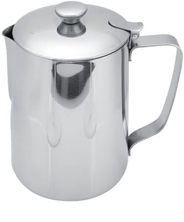 Ejoyous Bricco per Latte con Coperchio, Bricco per Latte, Bricco per Schiuma di Latte in Acciaio Inox, Bricco per caffè, Bricco per caffè, Bricco per Crema, Teiera, tè al Latte,