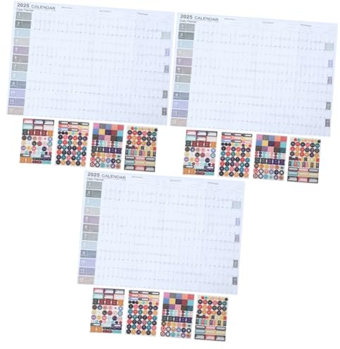 DIYEAH 3 Sätze Wandkalender 2025 Akademischer Wandkalender praktischer Terminkalender Wandplaner jahreskalender lehrerkalender Wandkalender zum Aufhängen Mehrzweck-Wandkalender Papier