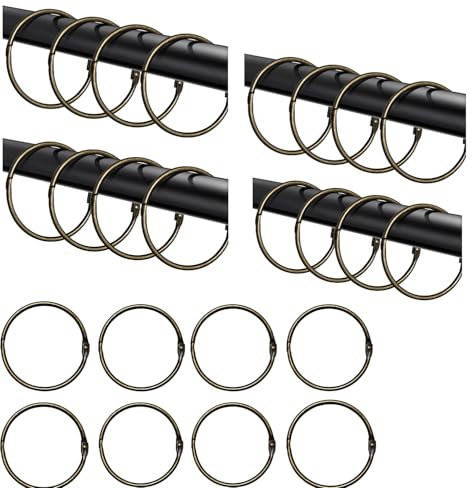 Confezione da 24 anelli per tende in metallo, anelli per tende da 50 mm per apertura, anelli per tende da doccia, anelli per appendere tende da doccia e bastoni per tende, anelli per libri (bronzo)