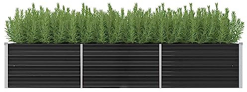 Gecheer Hochbeet Metall Hochbeete für Garten Gartenbeet Pflanzkübel Pflanzkasten Blumenkasten Gemüsebeet Blumenbeet Beet hoch Frühbeet für Garten Anthrazit 240 x 80 x 45 cm Verzinkter Stahl