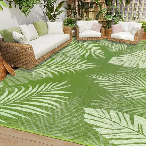 Cekene Alfombra de exterior para terraza 245 x 305 cm impermeable grande para exteriores alfombra de jardín plegable de plástico alfombra de jardín resistente a los rayos UV para exteriores balcón