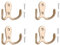 Meiyea 4 Pcs Double Forked Robe Hooks,Wall Mounted Clothes Hanger,Suitable for Vintage Metal Hangers in Bathrooms and Bedrooms,with 8 Screws-Rose Gold