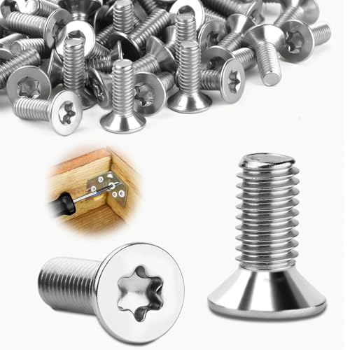 Mbsomnus 30stk Senkkopfschrauben M4x10mm Torx Schrauben M4 Edelstahl A2 V2A | mit Innensechsrund/Torx-Antrieb, Flachkopfschrauben, Maschinenschrauben, Standard für Holz, Möbel, Metallarbeiten