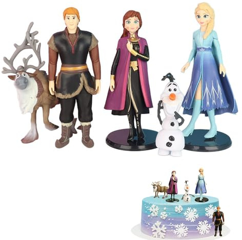 Decoración de Tarta Frozen, 5PCS Figura Froze, Princesa Congelada Cake Topper, Elsa Olaf Anna Cake Topper, Decoracion para Cupcake Infantiles, Decoraciones de Fiesta de Cumpleaños para Niños