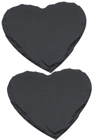 Ciieeo Plato de Pizarra en Forma de Corazón Negro 2 Piezas