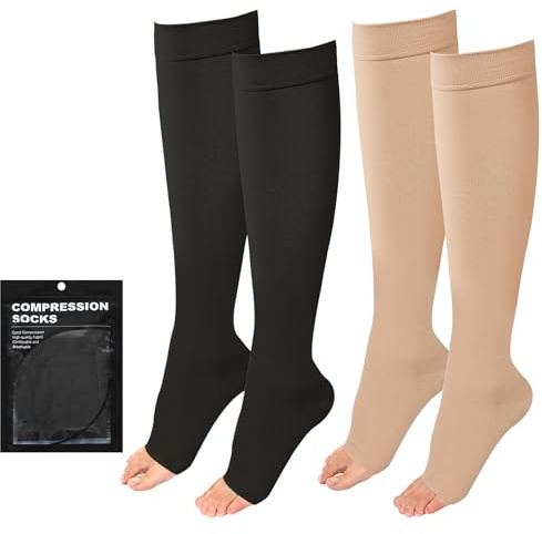 Evolyline Medical Compression Socks for Women Men 20-30mmhg Open Toe