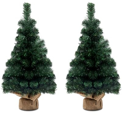 2 Pcs Künstlicher Weihnachtsbaum,Weihnachtsbaum Klein Künstlich,Dichte Zweige,Mini Weihnachtsbaum Tisch Deko,Kunst Tannenbaum Künstlich,für Zuhause, Büro, Geschäfte und Hotels,50cm