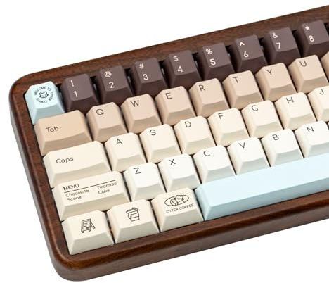 TIMSEKER 130 Keys Minimalist Cute Keycaps, PBT Keycaps Cherry Profile, 1.7mm Five Side Dye Sub Thick Key Caps Set, Retro Custom Coffee Key Caps Capybara Design for Mechanical Gaming Keyboard | Capybara Keycap, Dye Sublimation, 130 Keys Custom Keycaps for Cherry MX Switches ANSI US Layout Mechanical Gaming Keyboard