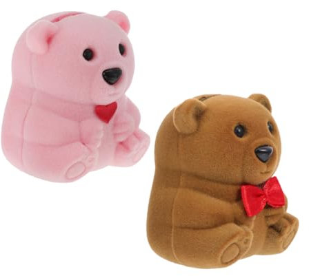 SAFIGLE 2 Stück Bärenförmige Etuis Aufbewahrungsboxen Schmuck-displayboxen Flanellmaterial Bezaubernd Als Zum Valentinstag