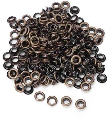 100 œillets métalliques, œillets double face en laiton de 5 mm, œillets à rivets pour ceinture, chaussures, sac, artisanat en cuir, étui et gaine de bricolage (Antique Bronze)