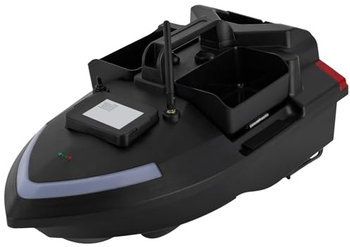 Caskunbsy Foderbåt med GPS, fjärrstyrd foderbåt RC foderbåt 500 M GPS fiskebetesbåt dubbelmotorer baitboat betesbåt, 40 positioneringspunkter kan ställas in (svart)