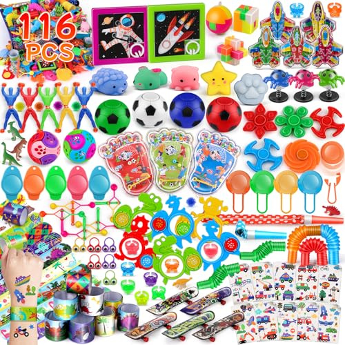 nicknack Party Bag Fillers for Kids, 116PCS Bulk Assorted Party Favours, Classroom Rewards & Giveaways, Pass the Parcel Prizes, Goodie Bag Pinata Fillers Toys for Kids Boys Girls