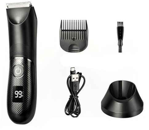 Ohulelks Tondeuse pour Poils Du Corps pour Rechargeable avec Lame en Céramique Rasoir Électrique pour Utilisation Humide/Sèche Idéal pour les Soins des Poils de Poitrine, Dos et Pubis