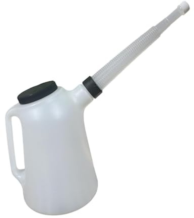 AsrMyjcx Contenedor de medición de aceite, 5L a prueba de fugas con tapa con jarra de aceite universal portátil de automóvil automotriz largo, Sin 2 Embudo