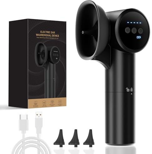 Medcodes Upgraded Ear Wax Removal Kit with Mild Drying, Electric Ear Wax Cleaner Kit 5 Water Pressure Modes, Safe Ear Cleaner for Ear Wax Buildup Flushing and Cleaning with Dual-Compartment Design