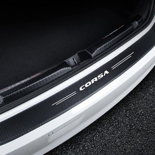 CHAOWEIFB Auto Ladekantenschutz für Opel Corsa F 2019-2024, Kohlefaser Stoßstangenschutz Anti-Kratz Lackschutzfolie Heckstoßstangenschutz Aufkleber