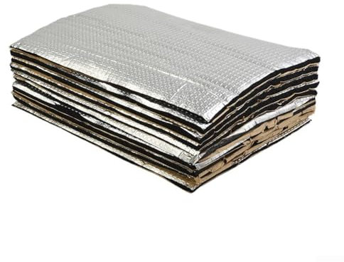 Confezione da 10 isolanti autoadesivi da 5 mm di spessore, isolanti termici, acustici, isolanti acustici e termici dell'auto, rivestimento in alluminio impermeabile per furgoni