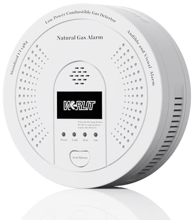 Explosion-Proof Natural Gas Detector Alarm - Ultra-Sensitive CH4/Propane Gas Leak Alert with 85dB Siren & Strobe Light, 10-Second Response Battery Methane Gas Monitor for Home RV Battery Include