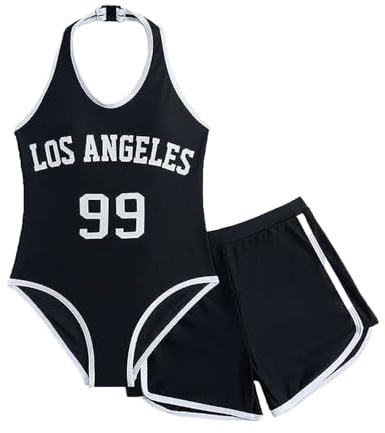 Generisch 2025 Badeanzug Mädchen Bikini Badebekleidung Mädchen Bikini Badeanzüge mit Shorts Kind 2 Stück Bikini-Sets Sport Badeanzüge Badeanzug Baby 1 Jahr (Black 11-12 Years)
