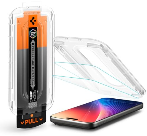 Spigen EZ Fit Pro Schutzfolie [2P] für iPhone 17 Pro Max / 16 Pro Max | Gehärtetes Glas, inkl. Installationskit, Kristallklar, Kratzfest, Hüllenfreundlich, 9H Härte Folie